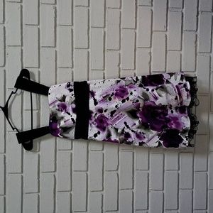 A. Byer Purple/Black Floral Lace Formal Tie Back Dress. Size 7